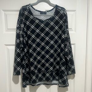 Lane Bryant Black and White Plaid Top
